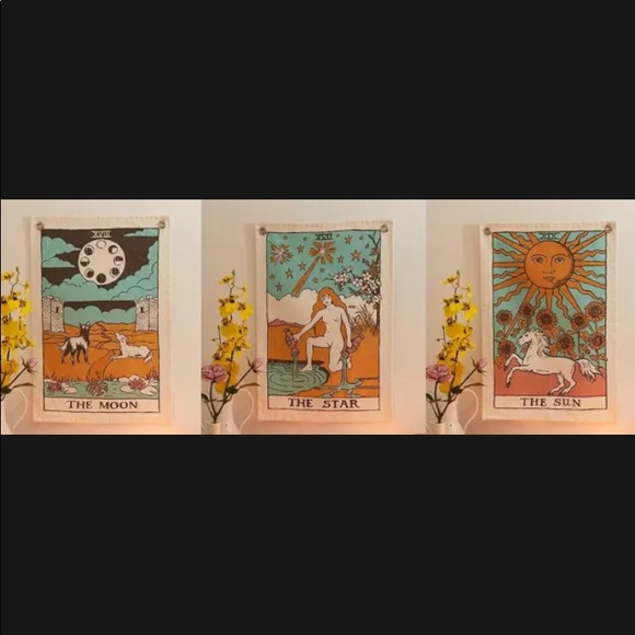 Sun Moon Star Tarot 3 Piece Hanging Wall Hanging Decor Hippy Witch Tapestry Set - Picture 7 of 7